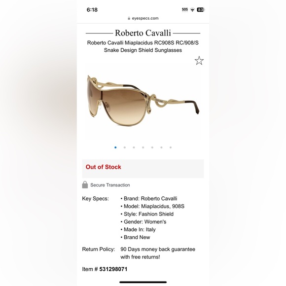 Roberto Cavalli Sunglasses - Picture 10 of 10